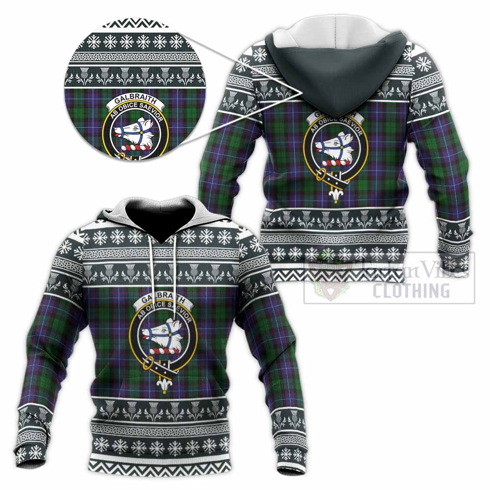 Galbraith Clan Tartan Christmas Knitted Hoodie with Family Crest - Tartan Vibes Clothing