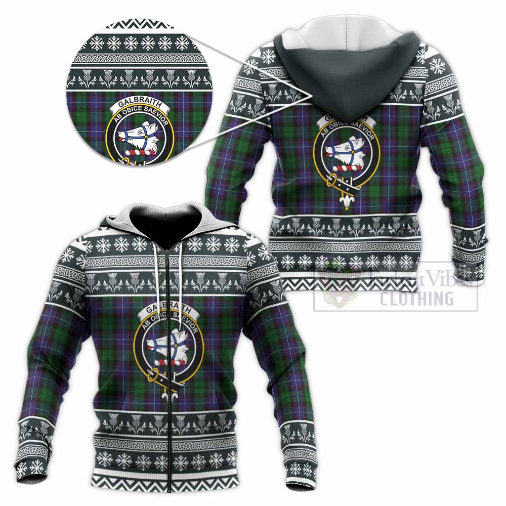 Galbraith Clan Tartan Christmas Knitted Hoodie with Family Crest - Tartan Vibes Clothing