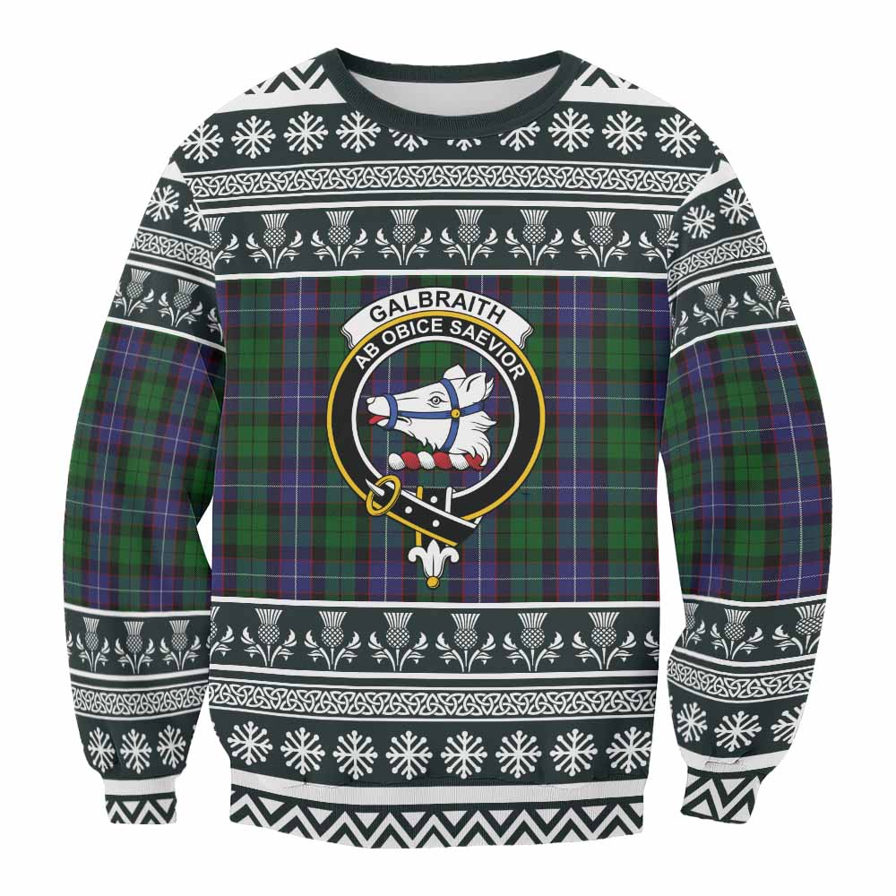 Galbraith Clan Tartan Christmas Sweatshirt with Family Crest - Tartan Vibes Clothing