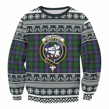 Galbraith Clan Tartan Christmas Sweatshirt with Family Crest