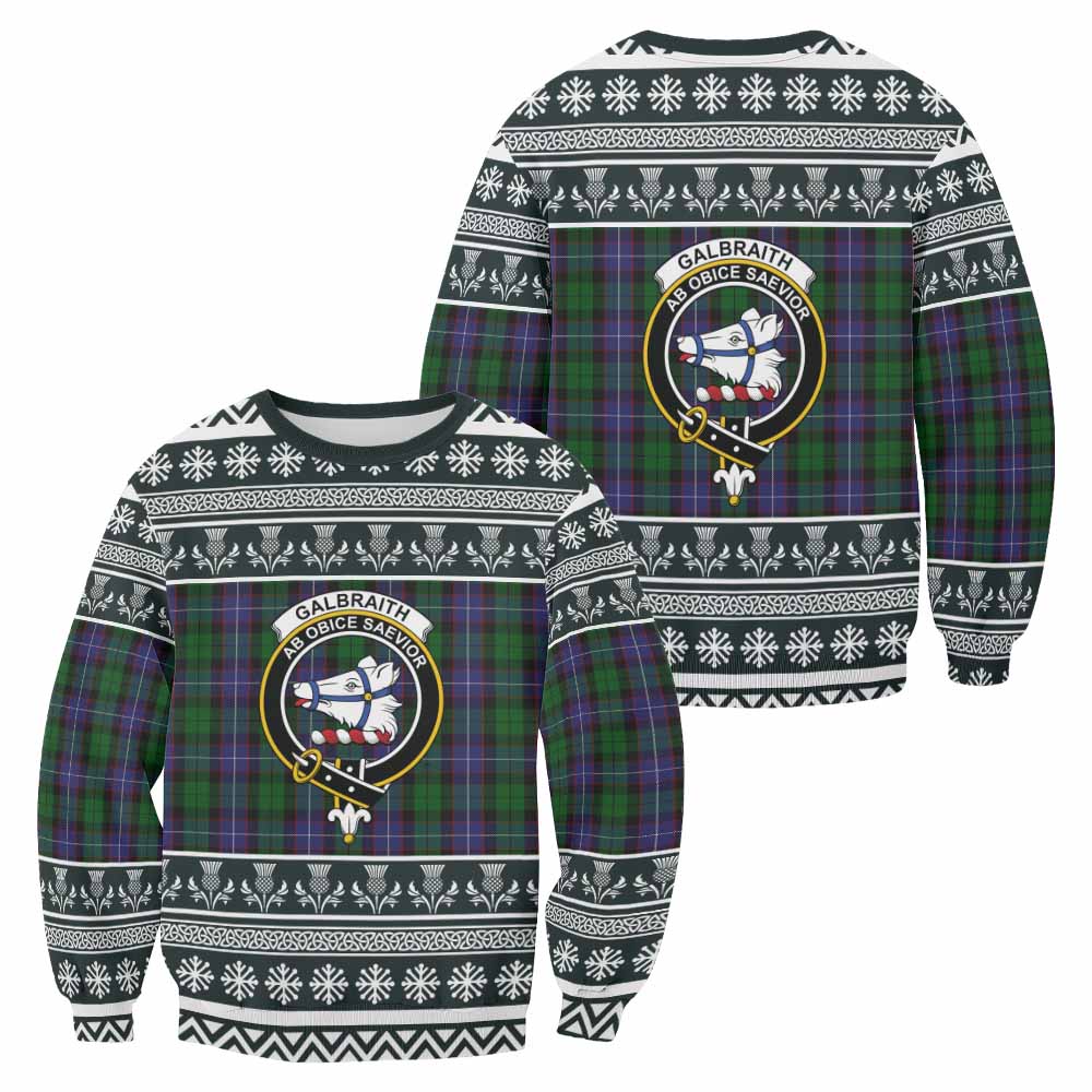 Galbraith Clan Tartan Christmas Sweatshirt with Family Crest - Tartan Vibes Clothing