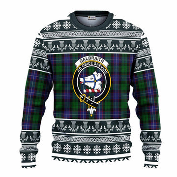 Galbraith Clan Tartan Christmas Ugly Sweater with Family Crest