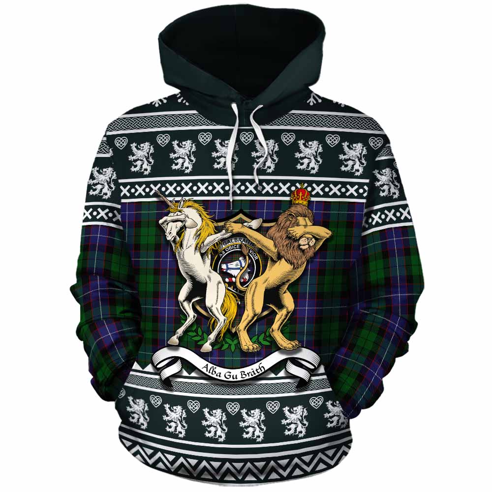 Galbraith Clan Tartan Crest Christmas Cotton Hoodie Coat of Arms Funny Style - Tartan Vibes Clothing