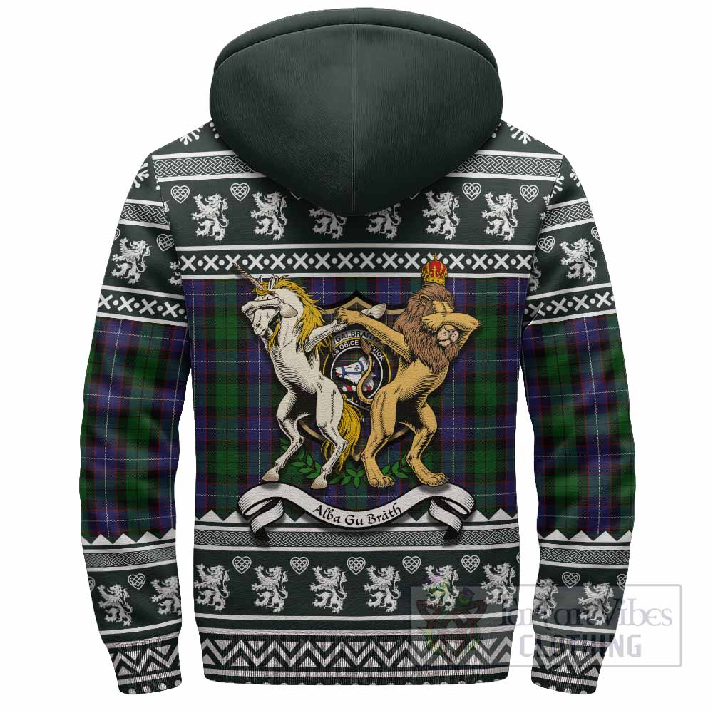 Galbraith Clan Tartan Crest Christmas Fleece Hoodie Coat of Arms Funny Style - Tartan Vibes Clothing