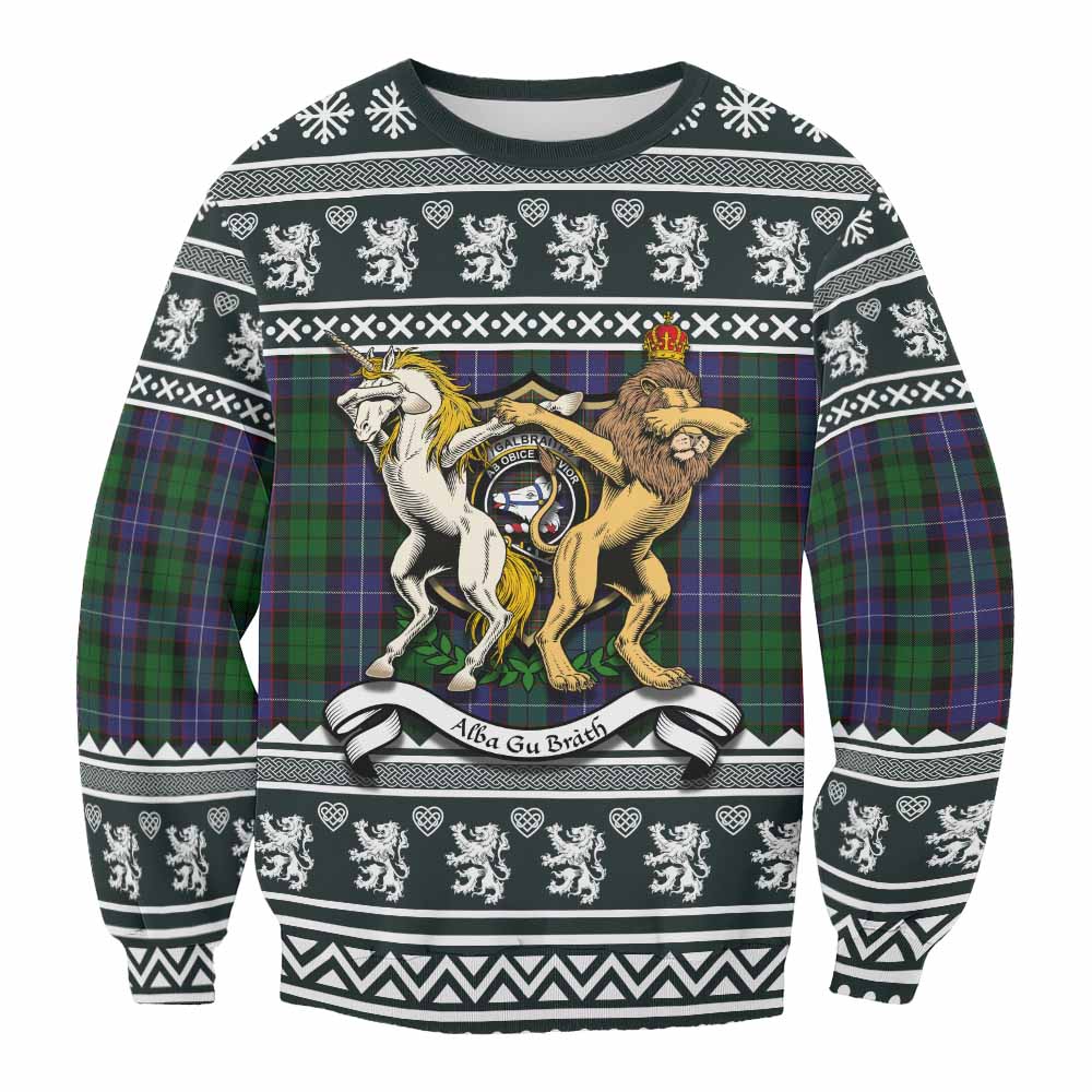 Galbraith Clan Tartan Crest Christmas Sweatshirt Coat of Arms Funny Style - Tartan Vibes Clothing