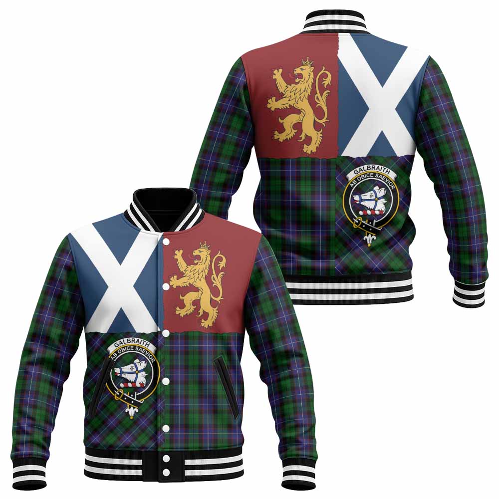Galbraith Crest Tartan Baseball Jacket with Lion Rampant Saltire Style