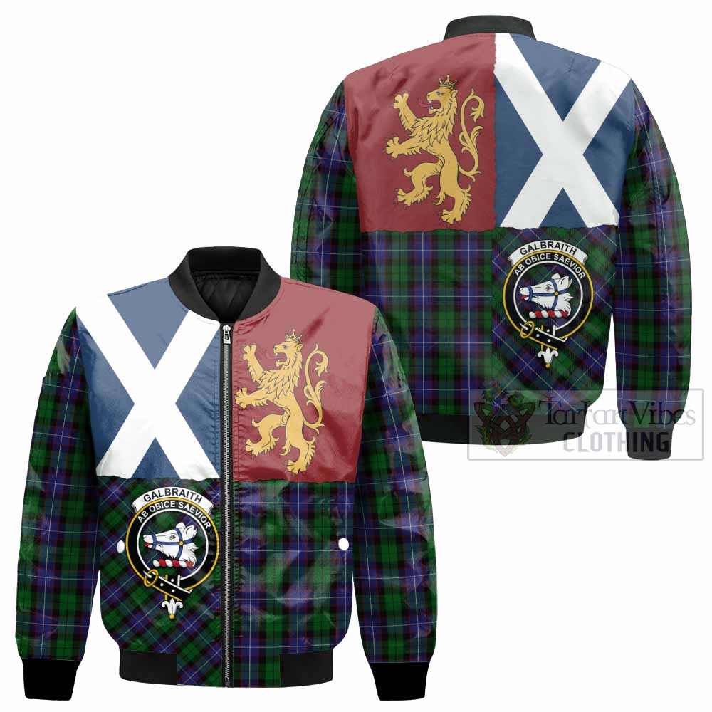 Galbraith Crest Tartan Bomber Jacket with Lion Rampant Saltire Style