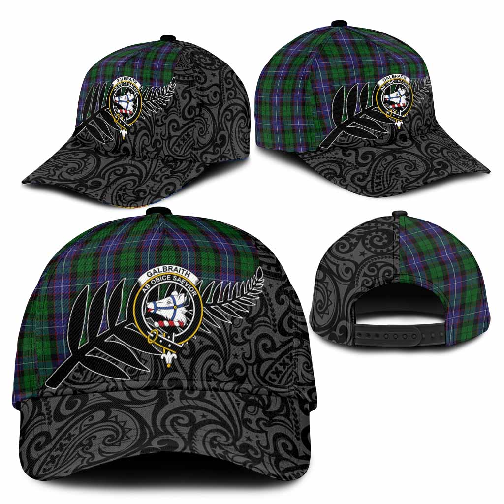 Galbraith Crest Tartan Classic Cap with New Zealand Silver Fern Half Style