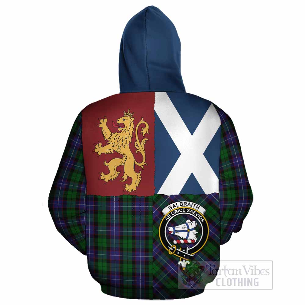 Galbraith Crest Tartan Cotton Hoodie with Lion Rampant Saltire Style - Tartan Vibes Clothing