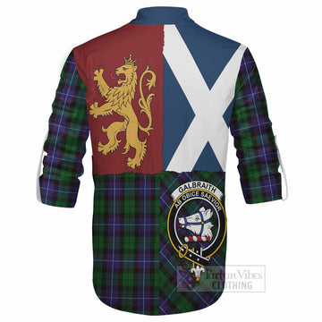 Galbraith Crest Tartan Ghillie Shirt with Lion Rampant Saltire Style
