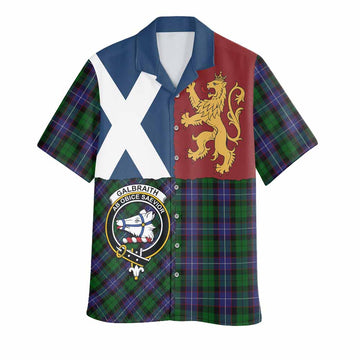 Galbraith Crest Tartan Hawaiian Shirt with Lion Rampant Saltire Style