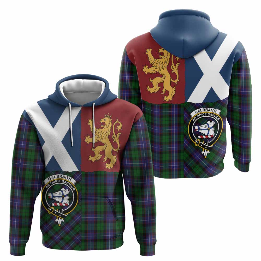 Galbraith Crest Tartan Hoodie with Lion Rampant Saltire Style