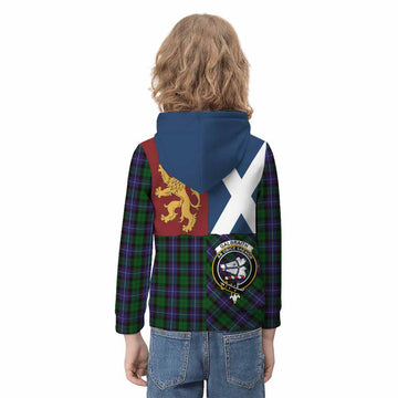 Galbraith Crest Tartan Kid Hoodie with Lion Rampant Saltire Style