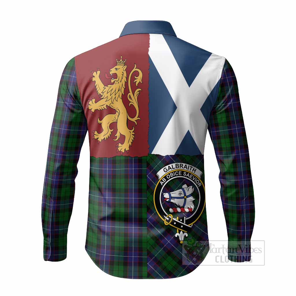 Galbraith Crest Tartan Long Sleeve Button Shirts with Lion Rampant Saltire Style