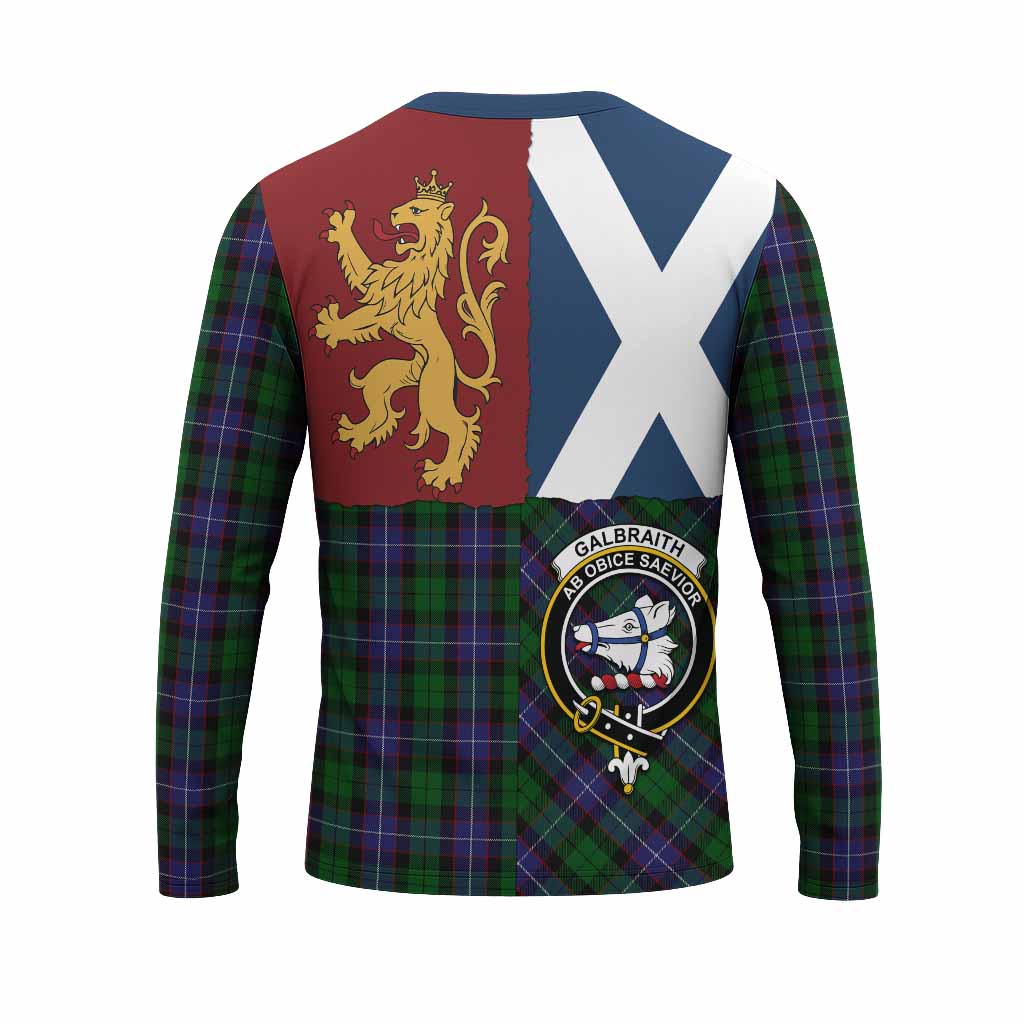 Galbraith Crest Tartan Long Sleeve T-Shirt with Lion Rampant Saltire Style