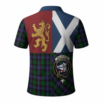 Galbraith Crest Tartan Polo Shirt with Lion Rampant Saltire Style