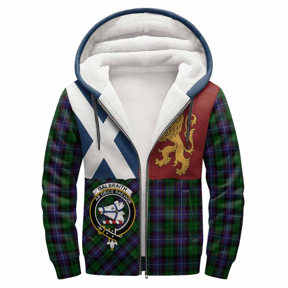 Galbraith Crest Tartan Sherpa Hoodie with Lion Rampant Saltire Style