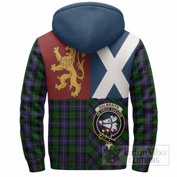 Galbraith Crest Tartan Sherpa Hoodie with Lion Rampant Saltire Style