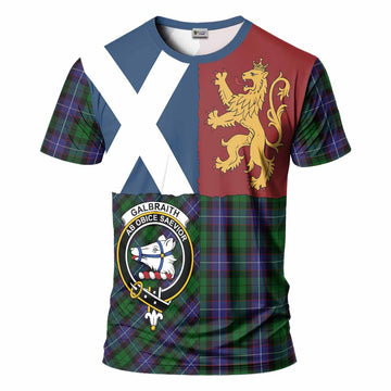 Galbraith Crest Tartan T-Shirt with Lion Rampant Saltire Style