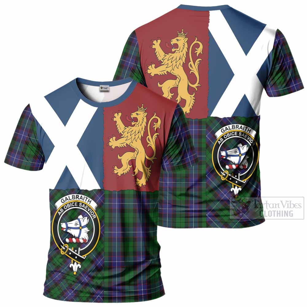 Galbraith Crest Tartan T-Shirt with Lion Rampant Saltire Style
