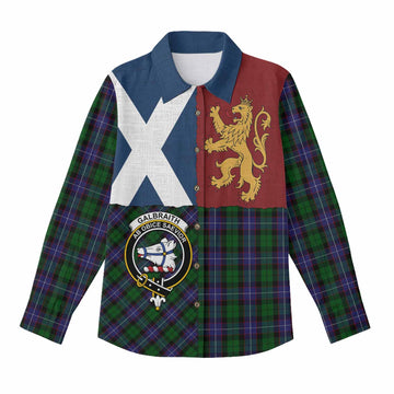 Galbraith Crest Tartan Women Casual Shirt with Lion Rampant Saltire Style