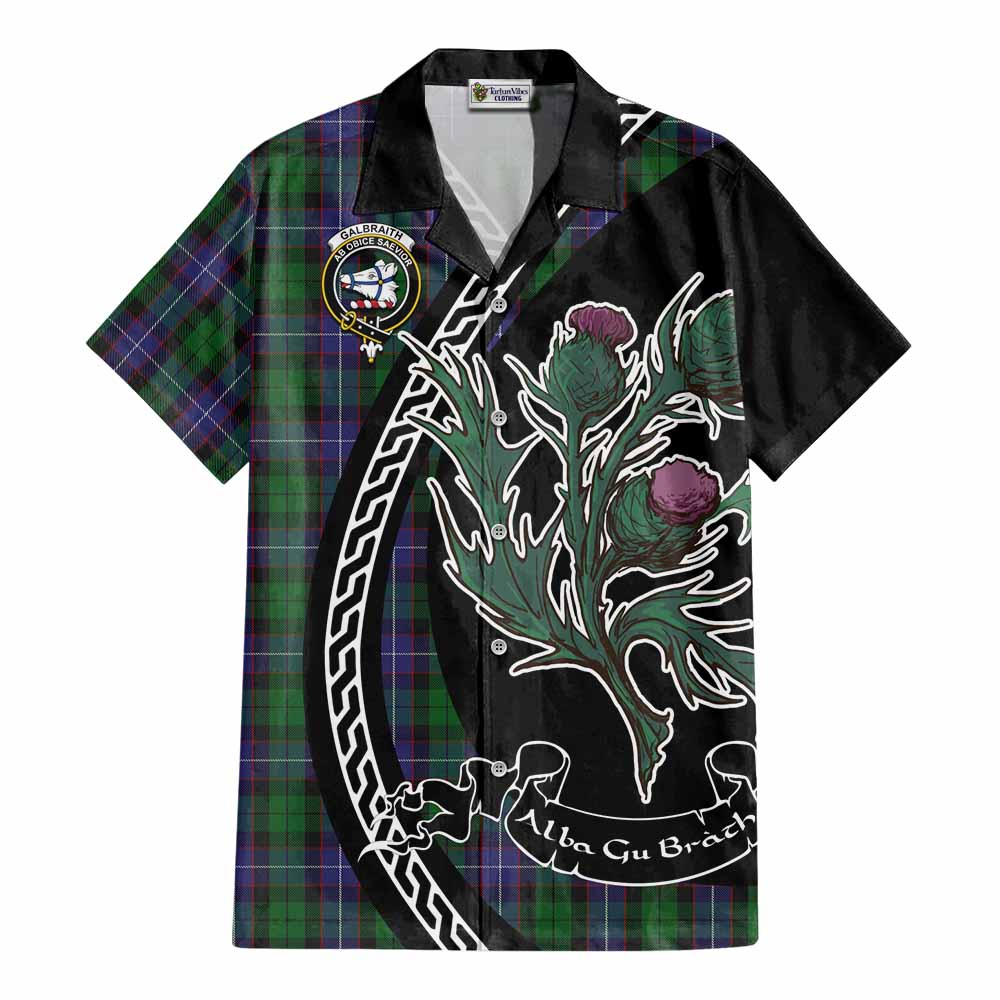 Galbraith Family Crest Tartan Cotton Hawaiian Shirt Alba Thistle Inspired - Tartan Vibes Clothing