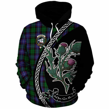 Galbraith Family Crest Tartan Cotton Hoodie Alba Thistle Inspired