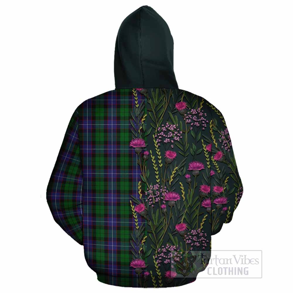 Galbraith Family Crest Tartan Cotton Hoodie Scottish Thistle Flower Pattern Half Style - Tartan Vibes Clothing