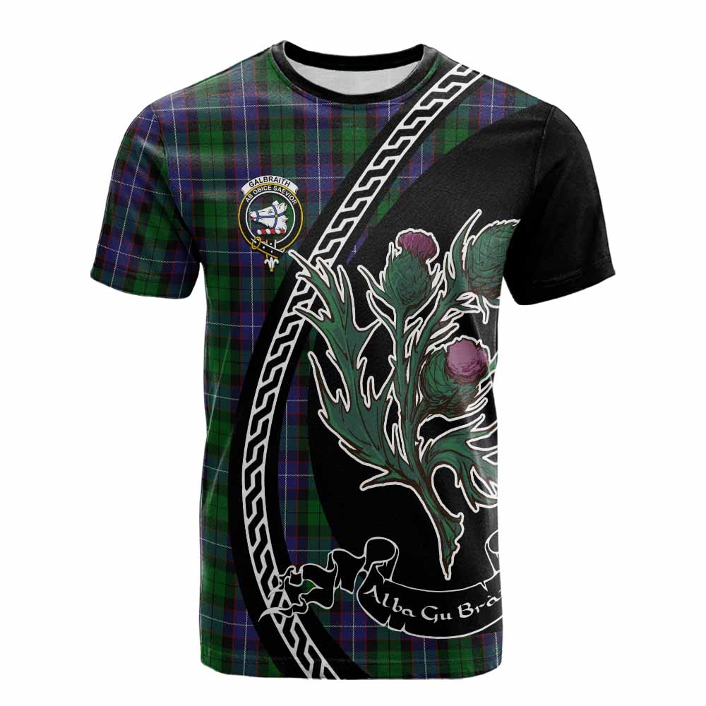 Galbraith Family Crest Tartan Cotton T-shirt Alba Thistle Inspired - Tartan Vibes Clothing