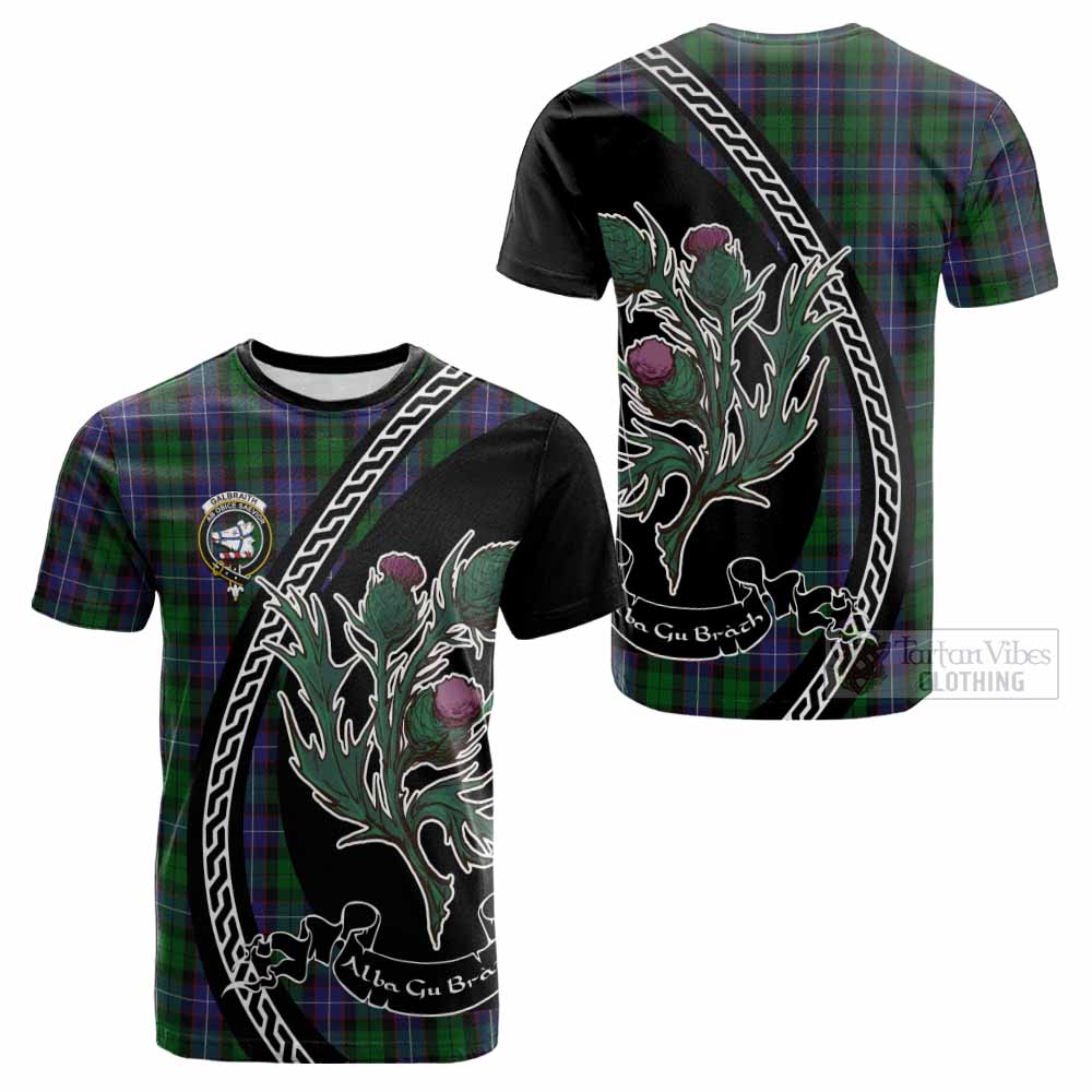 Galbraith Family Crest Tartan Cotton T-shirt Alba Thistle Inspired - Tartan Vibes Clothing