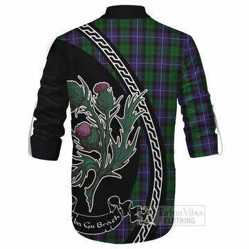 Galbraith Family Crest Tartan Ghillie Shirt Alba Thistle Inspired