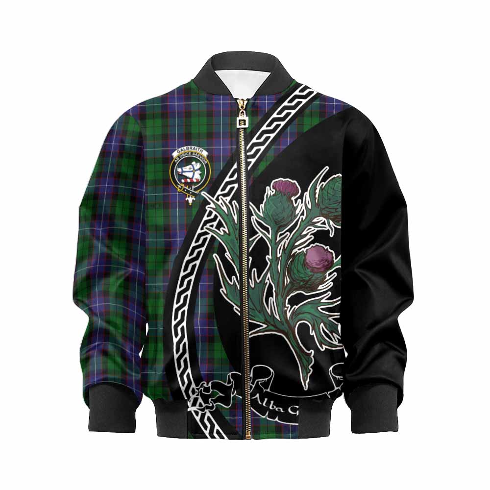Galbraith Family Crest Tartan Kid Bomber Jacket Alba Thistle Inspired - Tartan Vibes Clothing