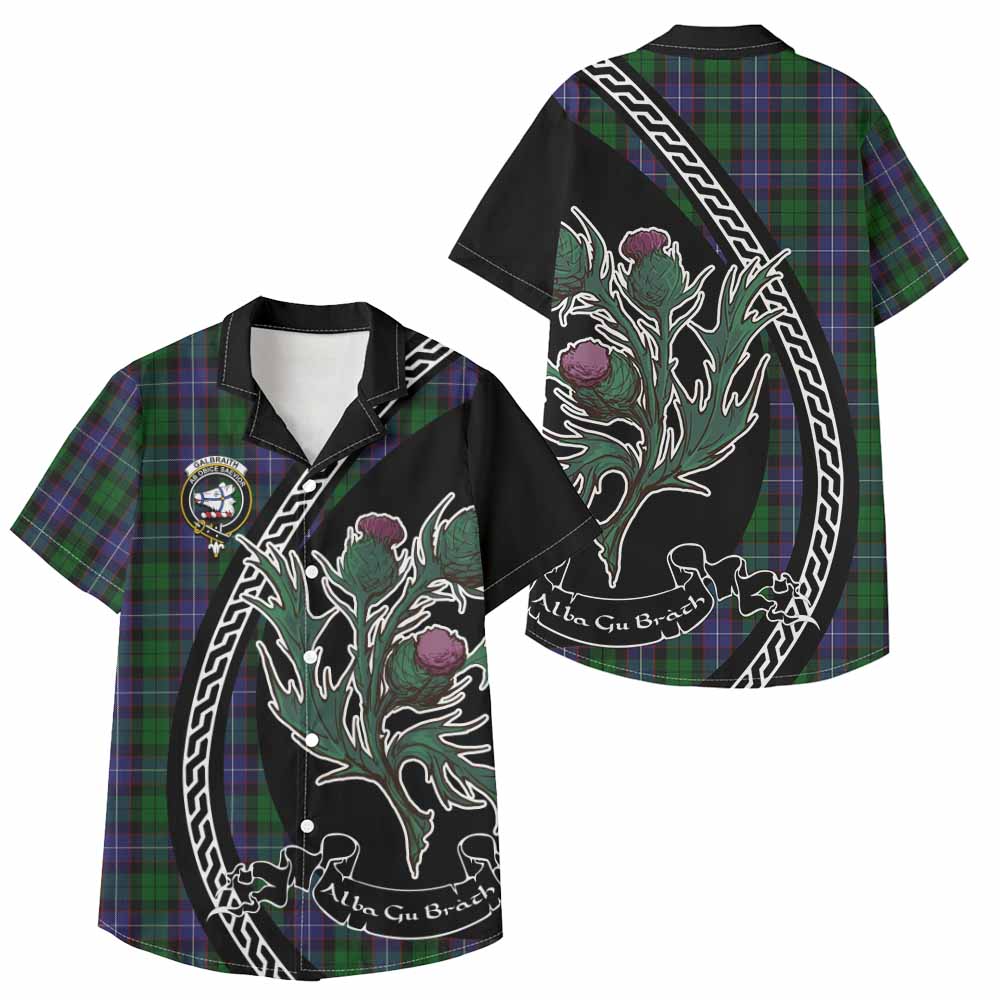 Galbraith Family Crest Tartan Kid Hawaiian Shirt Alba Thistle Inspired - Tartan Vibes Clothing