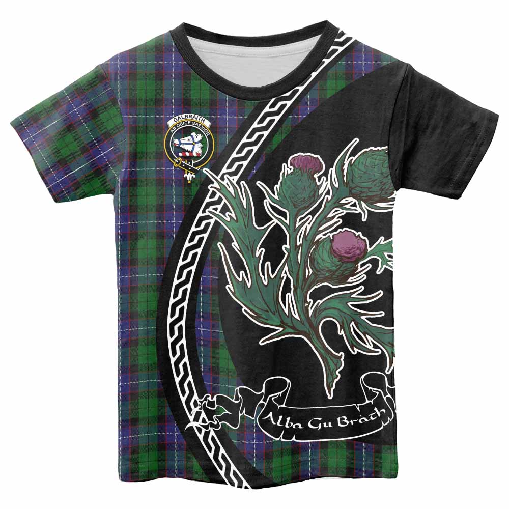 Galbraith Family Crest Tartan Kid T-shirt Alba Thistle Inspired - Tartan Vibes Clothing