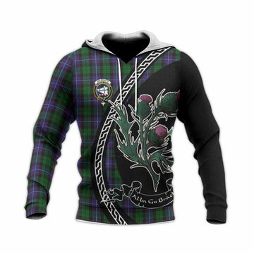 Galbraith Family Crest Tartan Knitted Hoodie Alba Thistle Inspired - Tartan Vibes Clothing