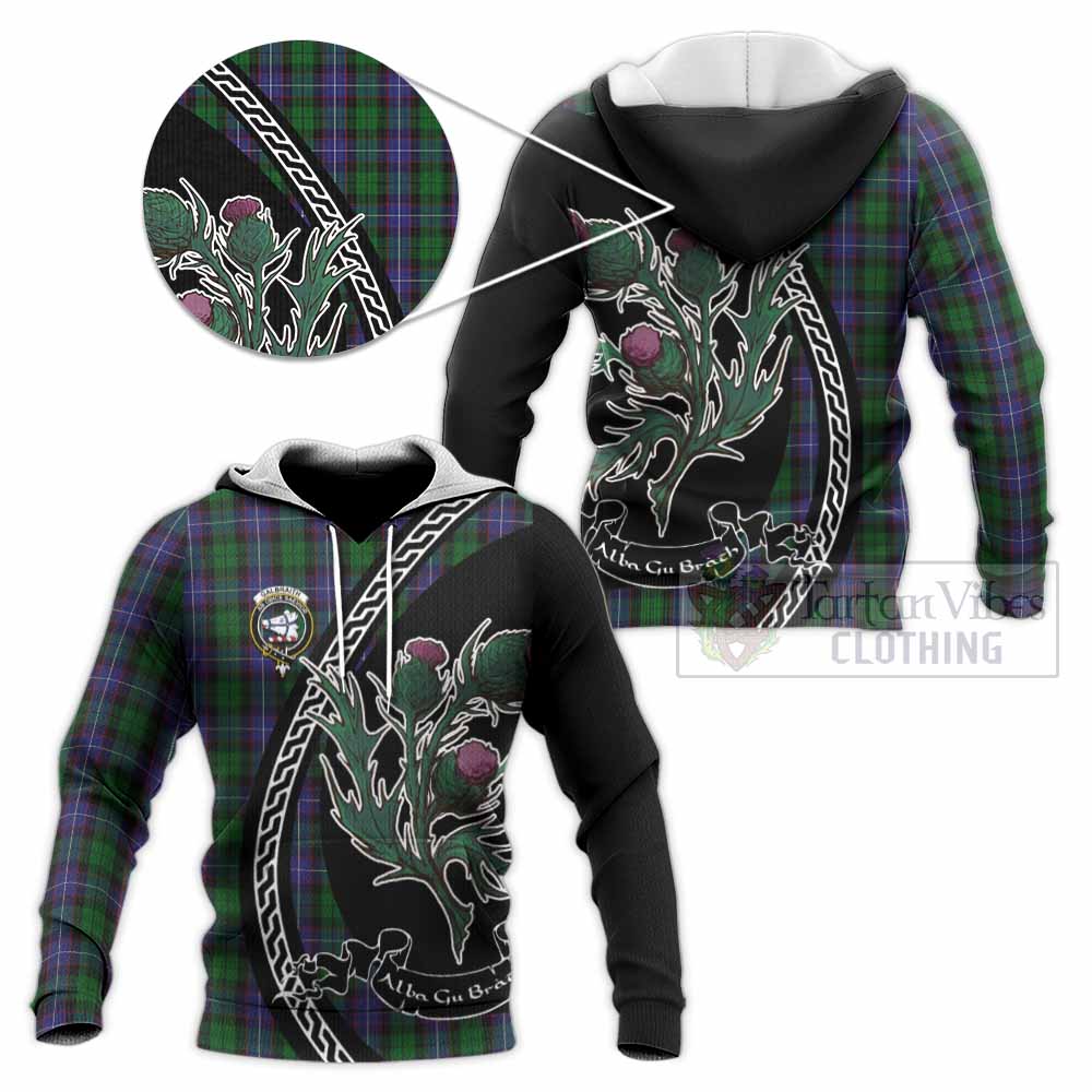 Galbraith Family Crest Tartan Knitted Hoodie Alba Thistle Inspired - Tartan Vibes Clothing