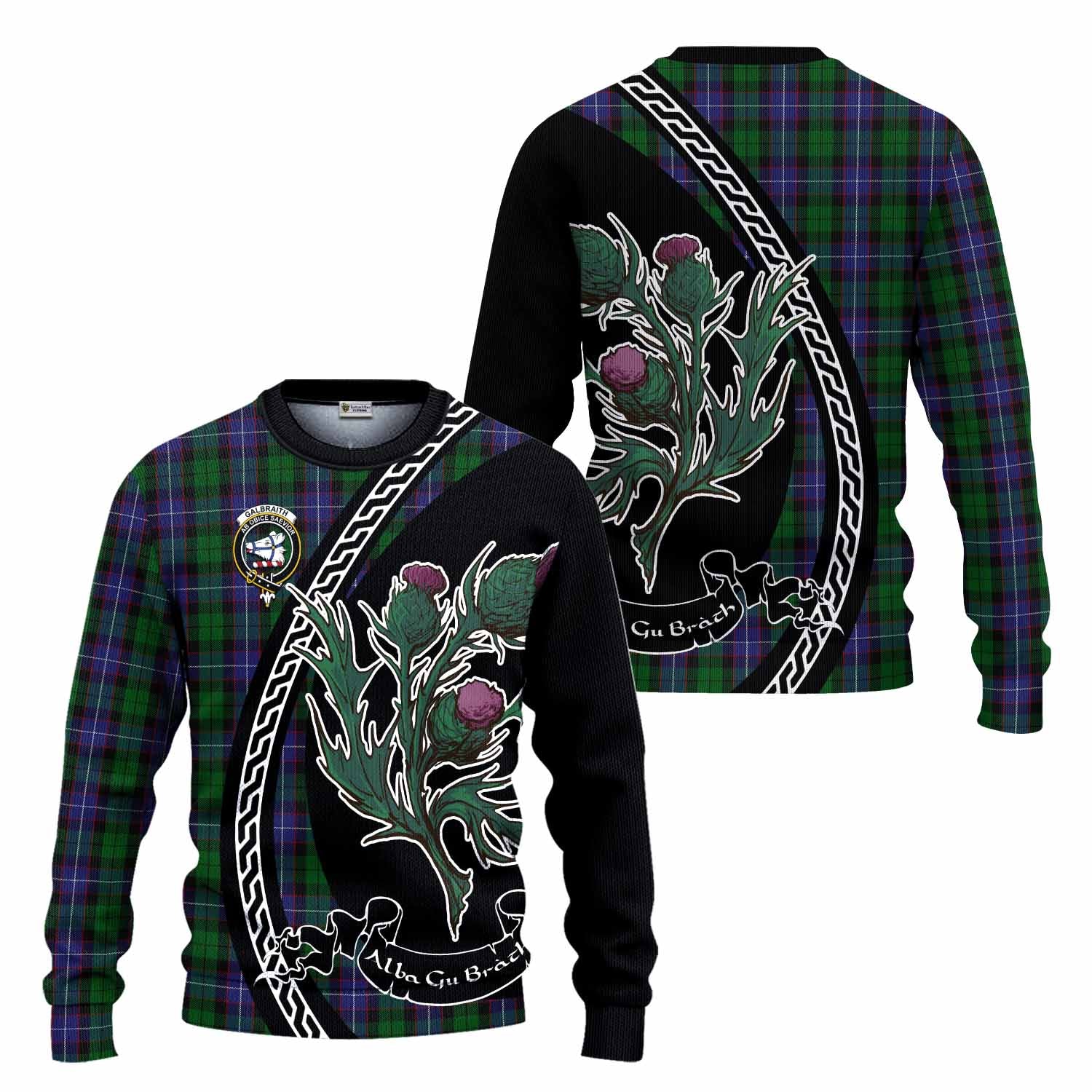 Galbraith Family Crest Tartan Knitted Sweater Alba Thistle Inspired - Tartan Vibes Clothing