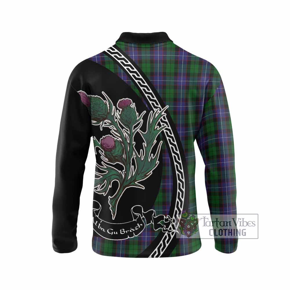Galbraith Family Crest Tartan Long Sleeve Polo Shirt Alba Thistle Inspired - Tartan Vibes Clothing