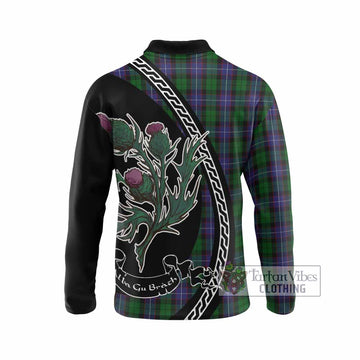 Galbraith Family Crest Tartan Long Sleeve Polo Shirt Alba Thistle Inspired