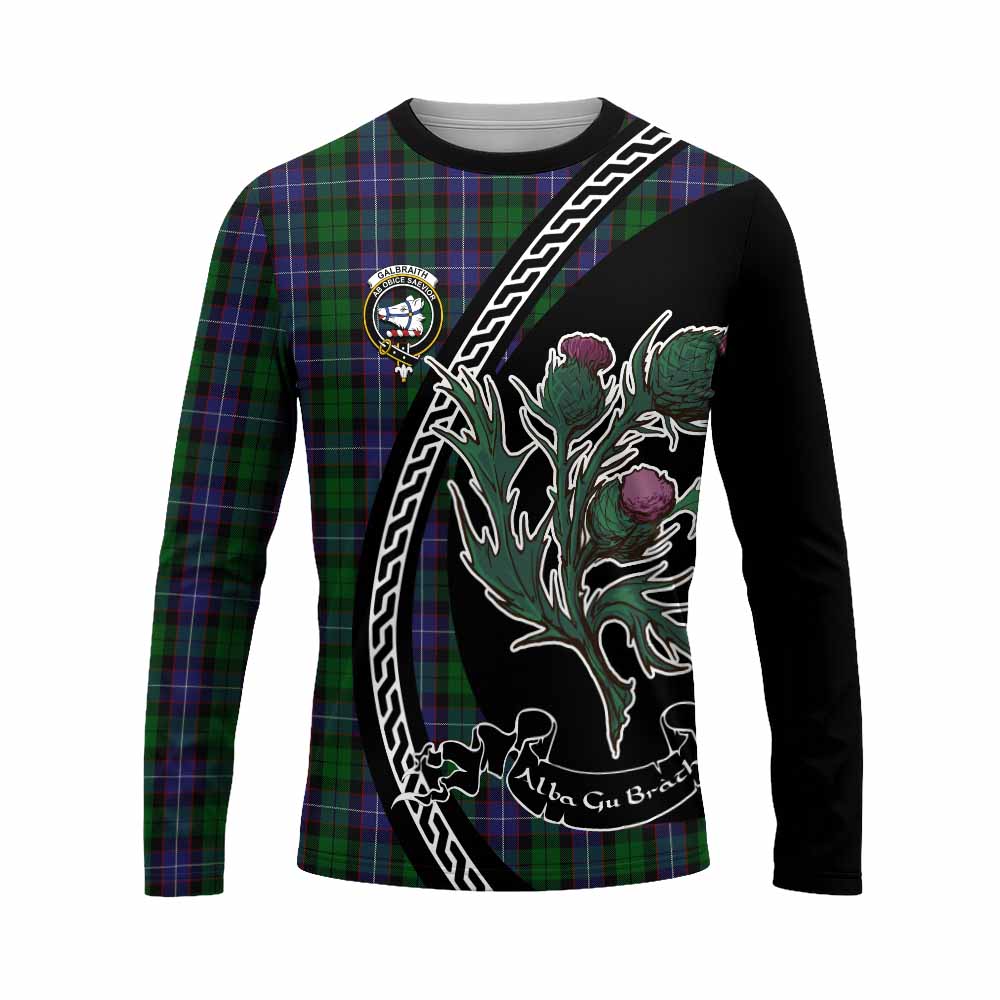 Galbraith Family Crest Tartan Long Sleeve T-Shirt Alba Thistle Inspired - Tartan Vibes Clothing
