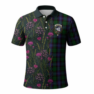 Galbraith Family Crest Tartan Polo Shirt Scottish Thistle Flower Pattern Half Style