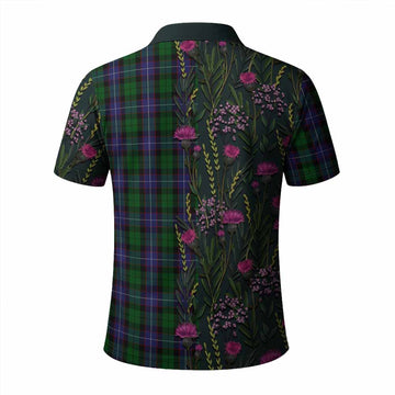Galbraith Family Crest Tartan Polo Shirt Scottish Thistle Flower Pattern Half Style