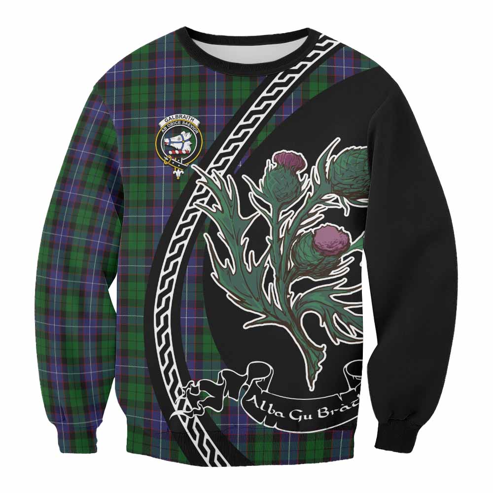 Galbraith Family Crest Tartan Sweatshirt Alba Thistle Inspired - Tartan Vibes Clothing