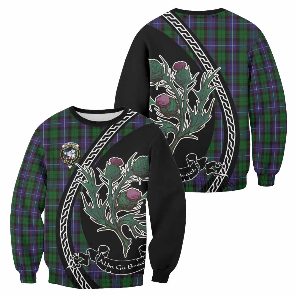 Galbraith Family Crest Tartan Sweatshirt Alba Thistle Inspired - Tartan Vibes Clothing