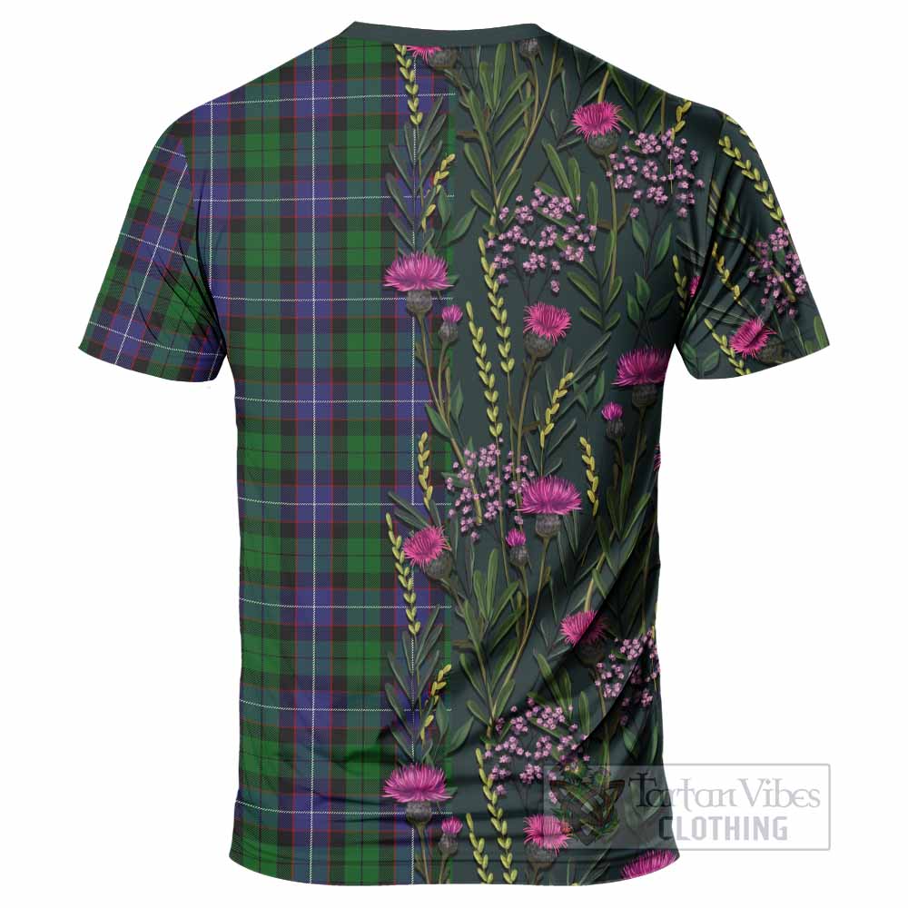 Galbraith Family Crest Tartan T-Shirt Scottish Thistle Flower Pattern Half Style - Tartan Vibes Clothing