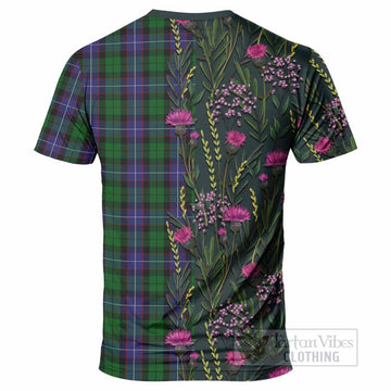 Galbraith Family Crest Tartan T-Shirt Scottish Thistle Flower Pattern Half Style - Tartan Vibes Clothing