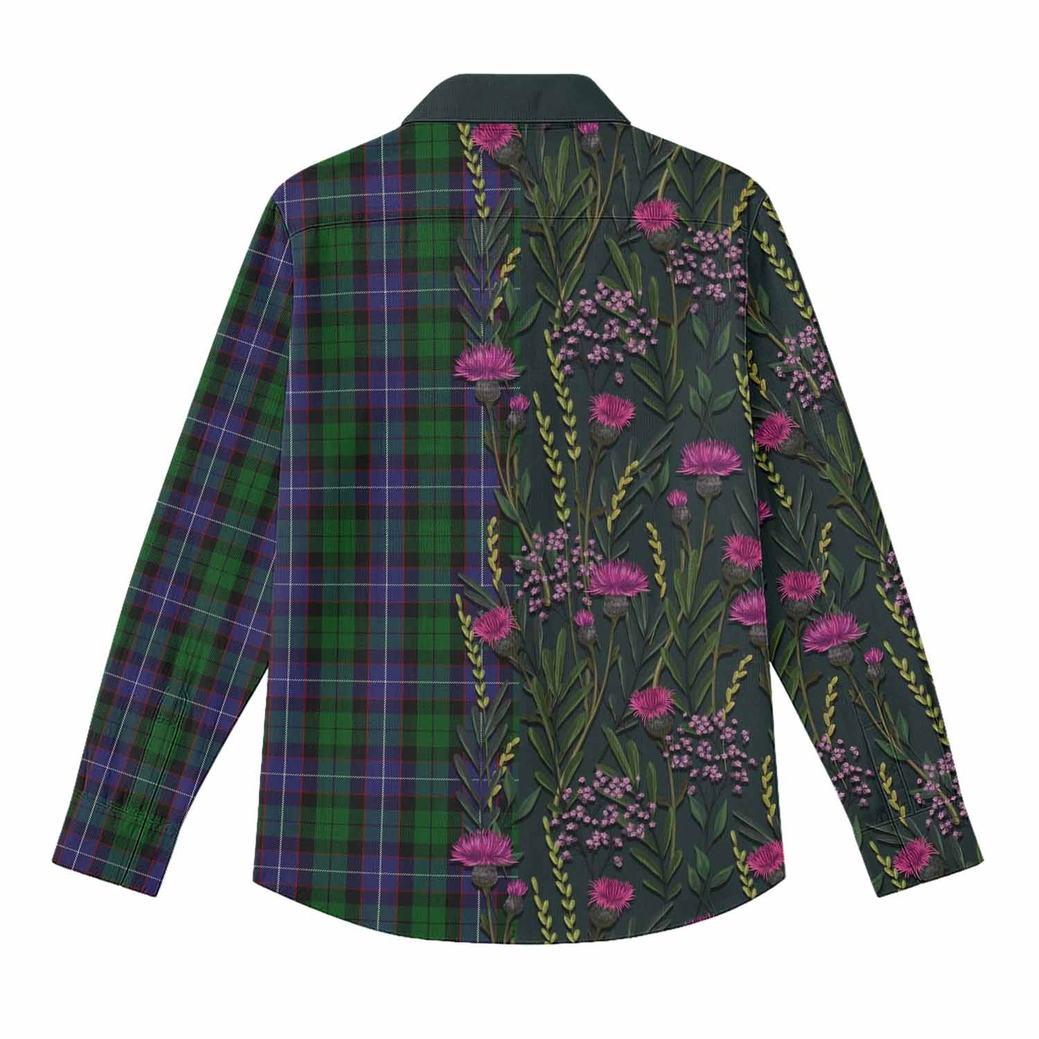 Galbraith Family Crest Tartan Women Casual Shirt Scottish Thistle Flower Pattern Half Style - Tartan Vibes Clothing