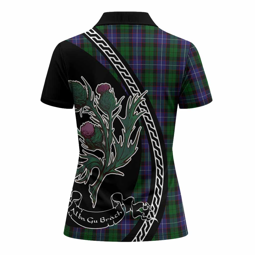 Galbraith Family Crest Tartan Women Polo Shirt Alba Thistle Inspired - Tartan Vibes Clothing