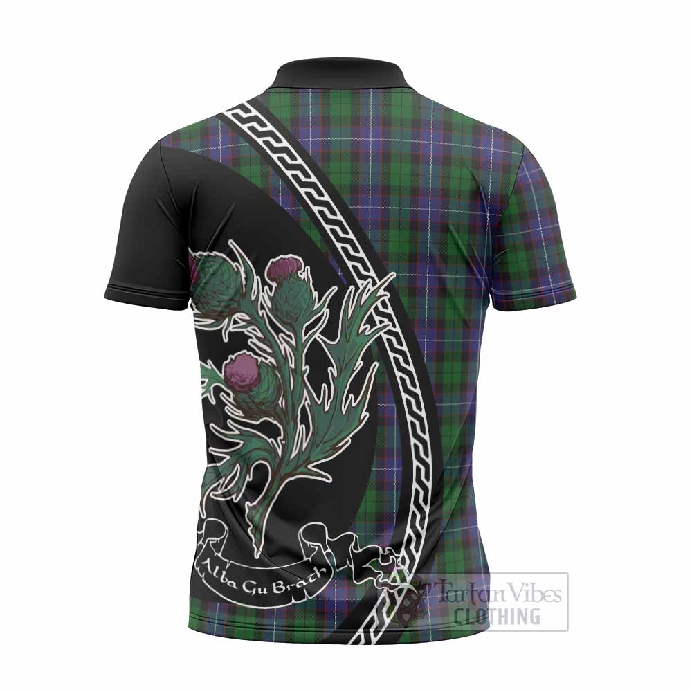 Galbraith Family Crest Tartan Zipper Polo Shirt Alba Thistle Inspired - Tartan Vibes Clothing