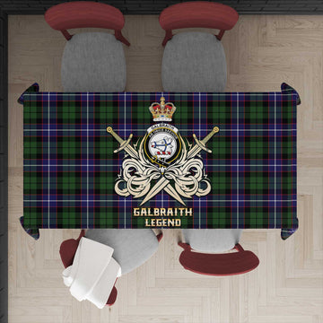 Galbraith Modern Tartan Tablecloth with Clan Crest and the Golden Sword of Courageous Legacy